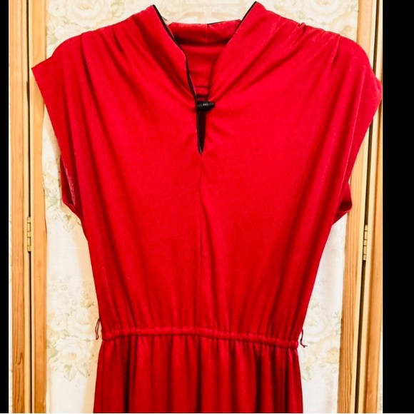 Vintage 70s Burgundy Day Dress - Picture 2 of 4